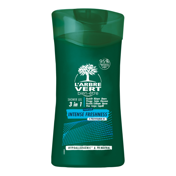 Gel douche & Shampooing écologique Fraîcheur Intense 3en1 Homme 250ml