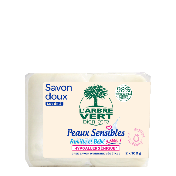 Savon doux écologique Peaux Sensibles 2x100g