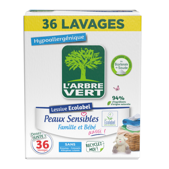 Lessive poudre écologique Peaux Sensibles 1.8kg