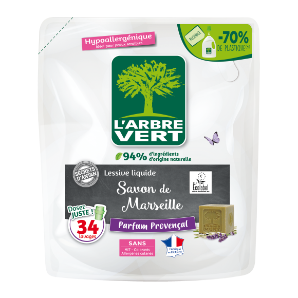 Recharge lessive écologique Savon de Marseille 1.53L