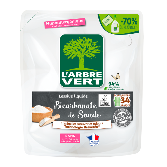 Recharge lessive liquide écologique Bicarbonate de soude 1.53L