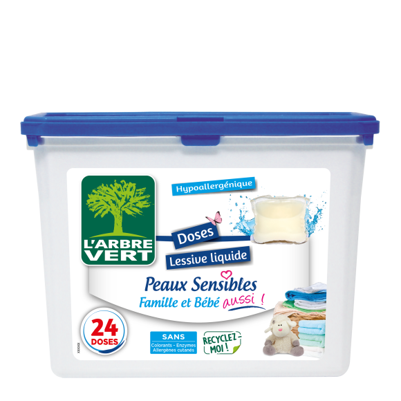 Doses Lessive liquide écologique Peaux Sensibles 24x