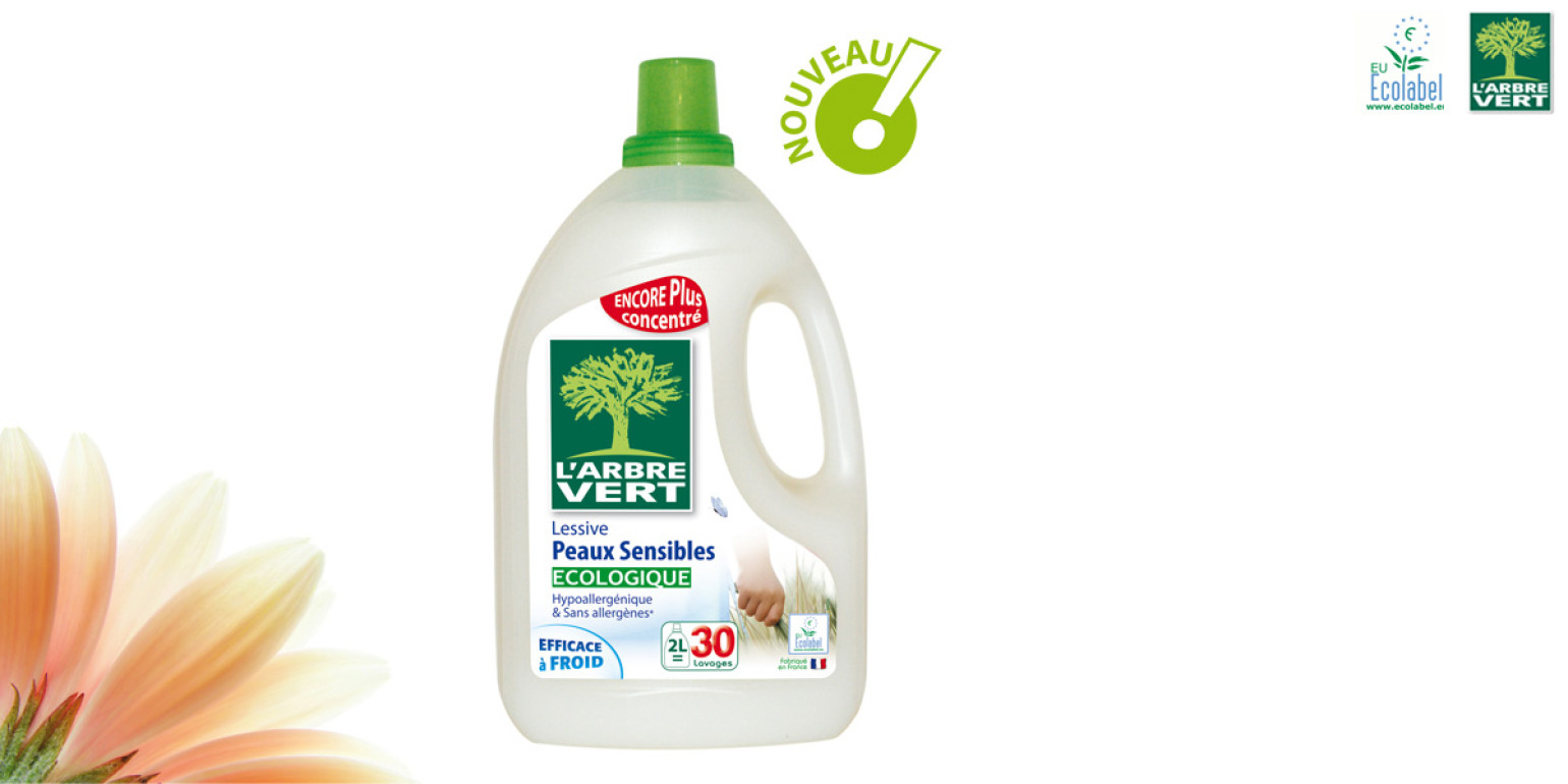 En exclusivité sur Arbrevert.ch ! Lessive peaux sensibles 2L