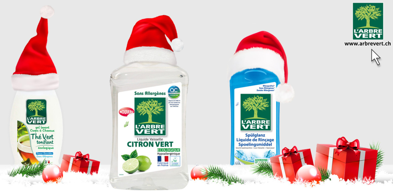 Toute l'équipe des produits écologiques L'ARBRE VERT Suisse vous souhaite de très belles fêtes