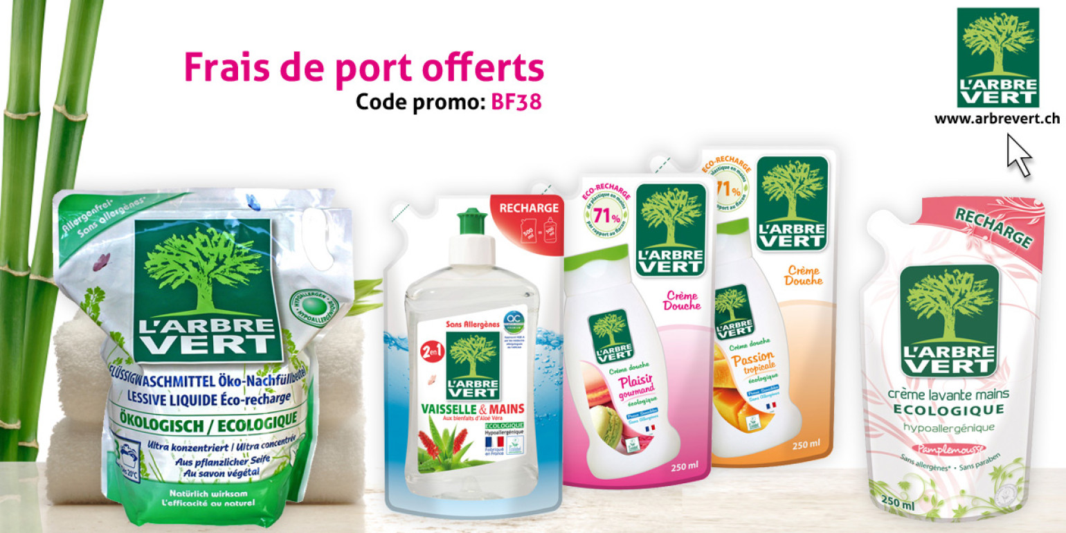 10% sur toutes les recharges écologiques L'ARBRE VERT
