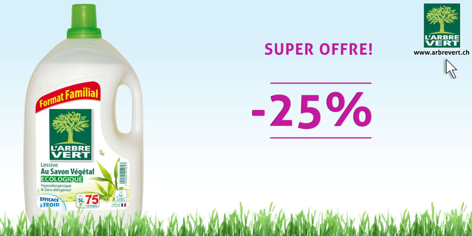 25% sur la lessive liquide 5 litres au savon végétal