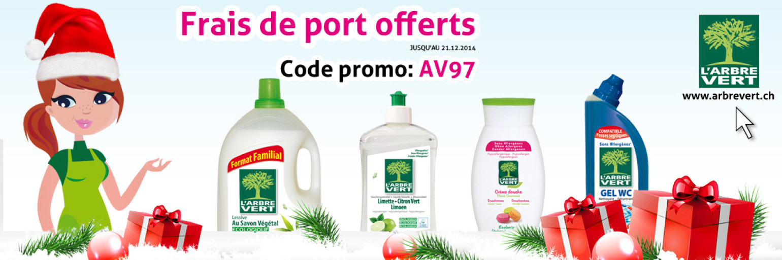 Pour cette fin d'année, c'est "frais de port offerts" sur nos produits écologiques!