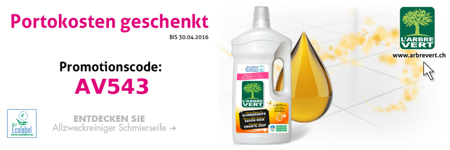 Portofreie Lieferung für alle Bestellung bis am 30.04.2016