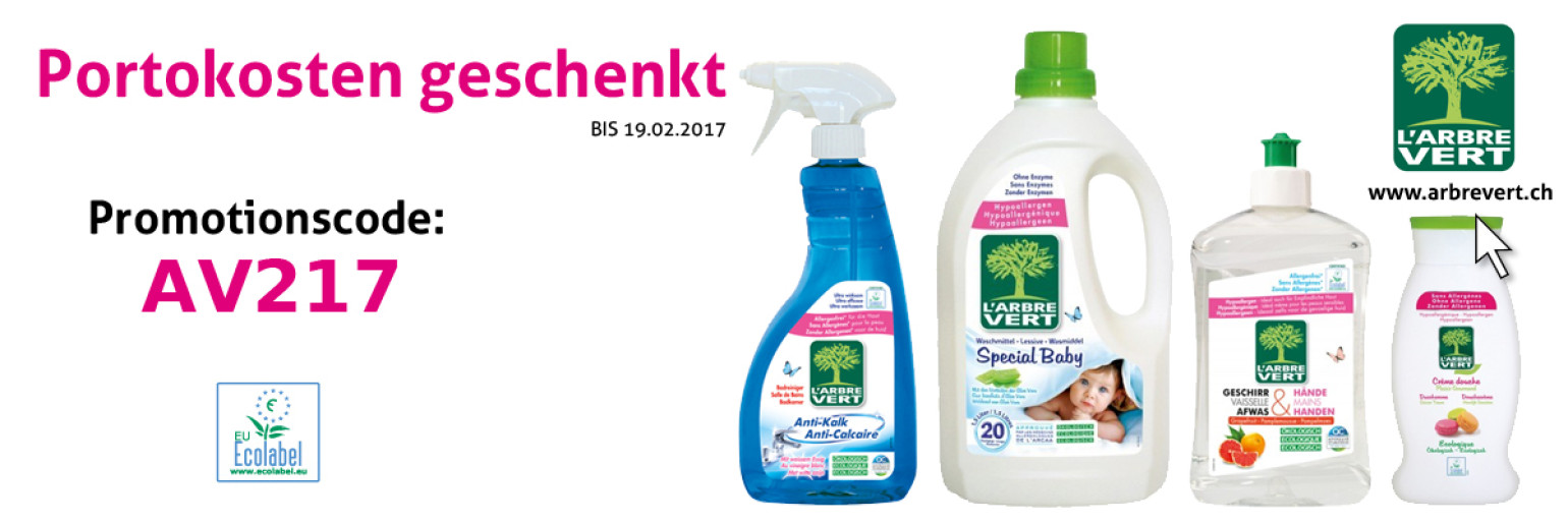 Ökologische Produkte: Portofreie Lieferung für alle Bestellung bis am 19.02.2017