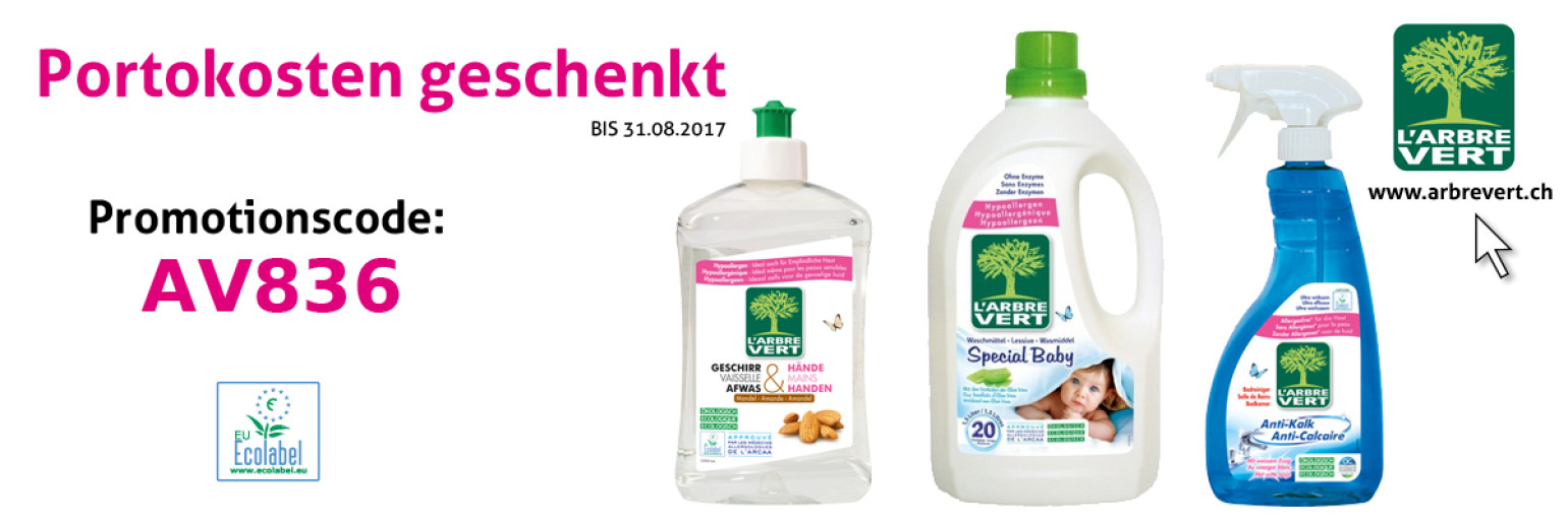Ökologische Produkte: Portofreie Lieferung für alle Bestellung bis am 31.08.2017