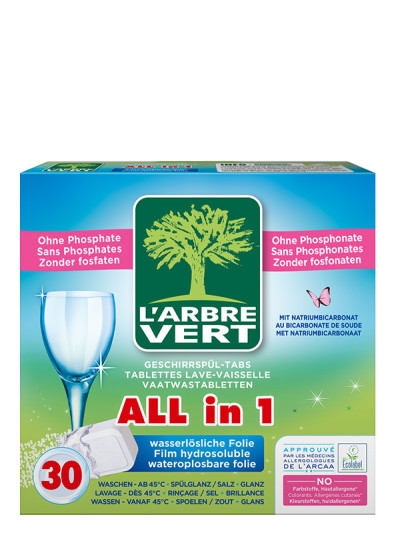 Tablettes lave-vaisselle écologique All in 1 Hydro 30x | L'ARBRE VERT