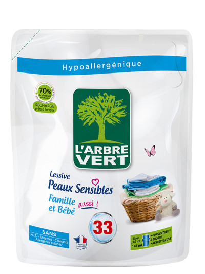 Recharge lessive liquide écologique Peaux Sensibles 1.5L | L'ARBRE VERT