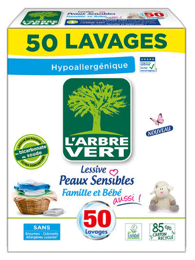 Lessive poudre écologique Peaux Sensibles 2.5kg | L'ARBRE VERT