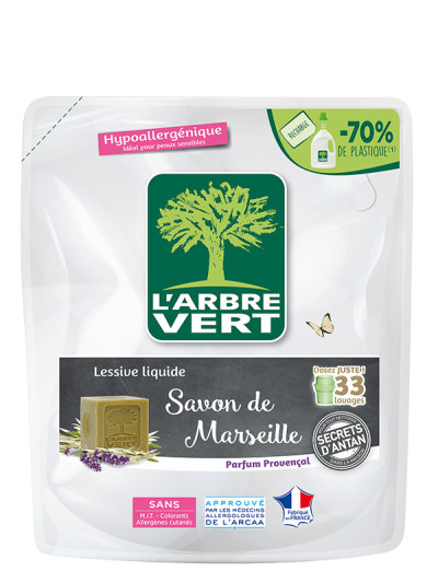 Recharge lessive liquide écologique Savon de Marseille 1.5L | L'ARBRE VERT