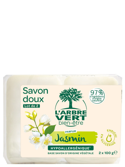 Savon solide écologique au parfum de Jasmin 2x100g | L'ARBRE VERT