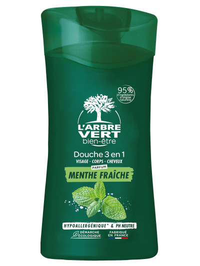 Ökologische Dusche & Shampoo Mann Frische Minze 250ml | L'ARBRE VERT