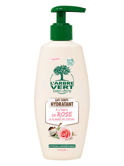 Lait corporel écologique hydratant à l'huile de rose 250ml | L'ARBRE VERT