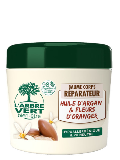 Baume corps écologique Réparateur huile d'Argan & Fleurs d'Oranger 185ml | L'ARBRE VERT