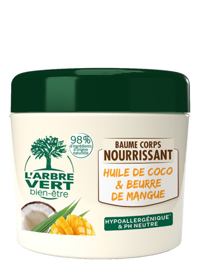 Baume corps écologique Nourrissant l'huile de Coco & Beurre de Mangue 185ml | L'ARBRE VERT