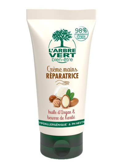 Crème mains écologique Réparatrice à l’huile d’Argan et beurre de Karité 75ml | L'ARBRE VERT