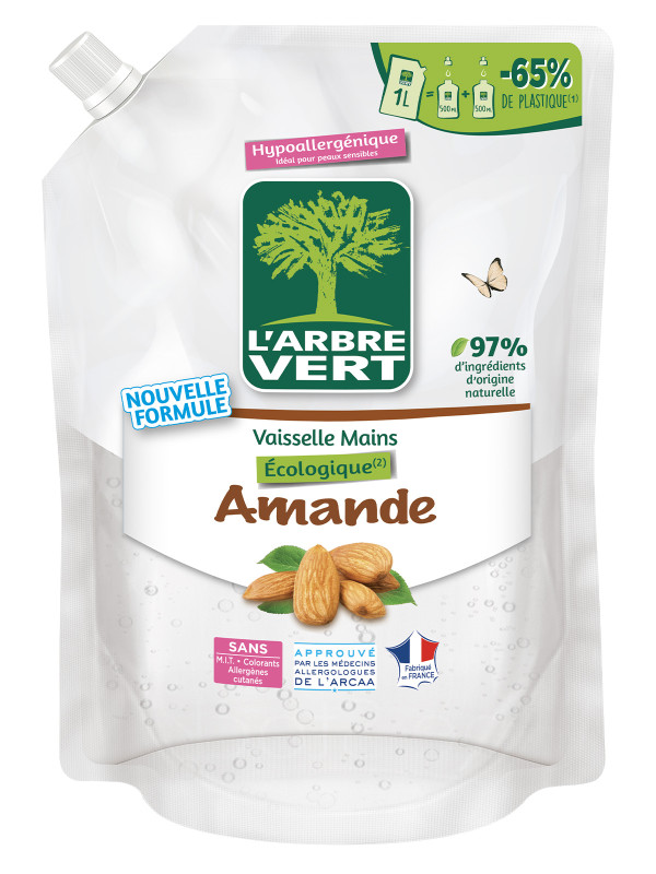 Recharge Liquide vaisselle & mains amande 1L L'ARBRE VERT