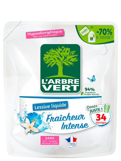 Recharge lessive liquide écologique Fraîcheur Intense 1.53L | L'ARBRE VERT