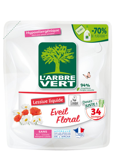 Recharge lessive liquide écologique Eveil Floral 1.53L | L'ARBRE VERT
