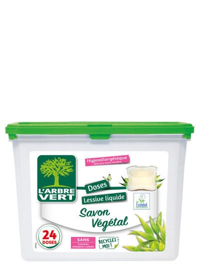 Doses lessive liquide écologique Savon Végétal 24x | L'ARBRE VERT