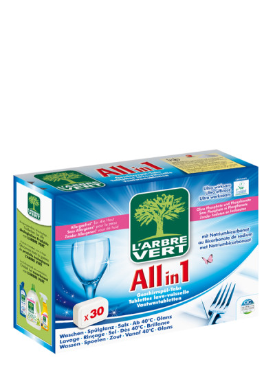 Tablettes lave-vaisselle écologique All in 1 (tout en 1) 30x | L'ARBRE VERT
